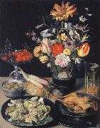 Style life table with flowers, Essuaren and Studenglas Georg Flegel